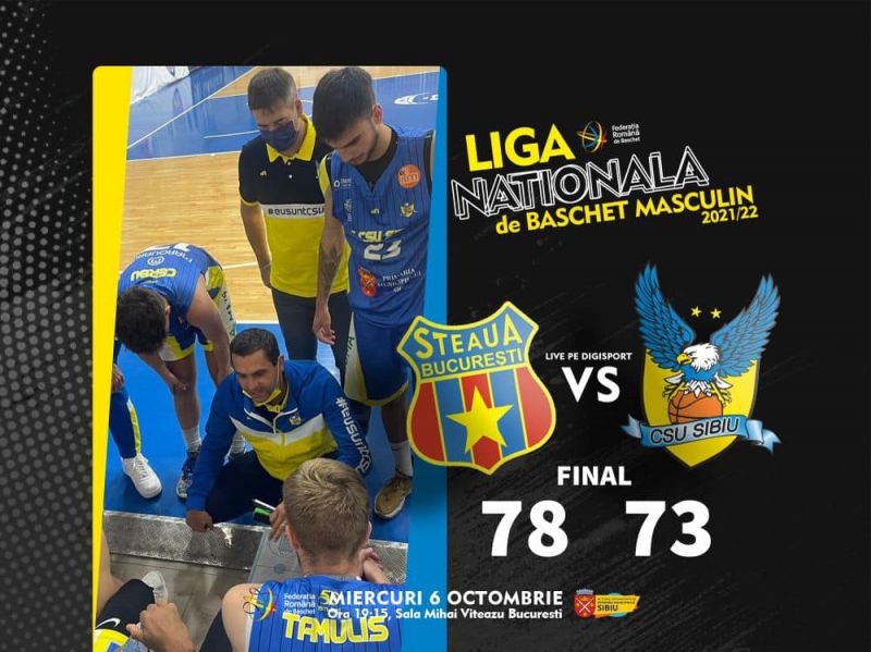 CSU Sibiu: înfrângere în deplasare la Steaua București