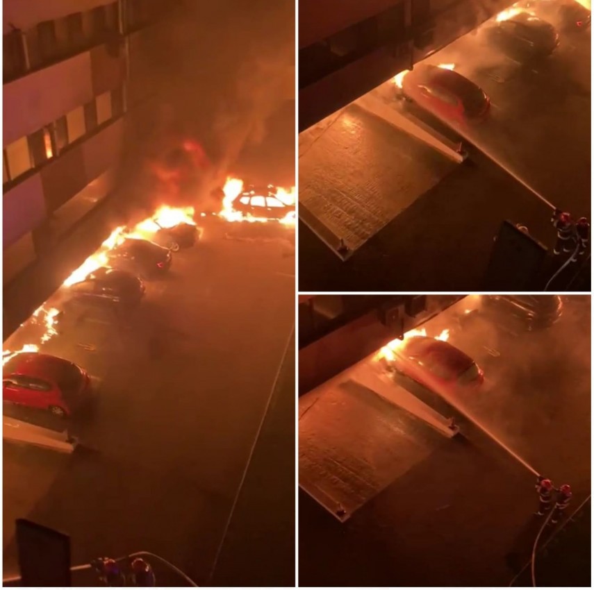 VIDEO Sute de persoane evacuate, 8 răniți și zeci de mașini distruse, după ce un bloc a fost cuprins de flăcări la Constanța