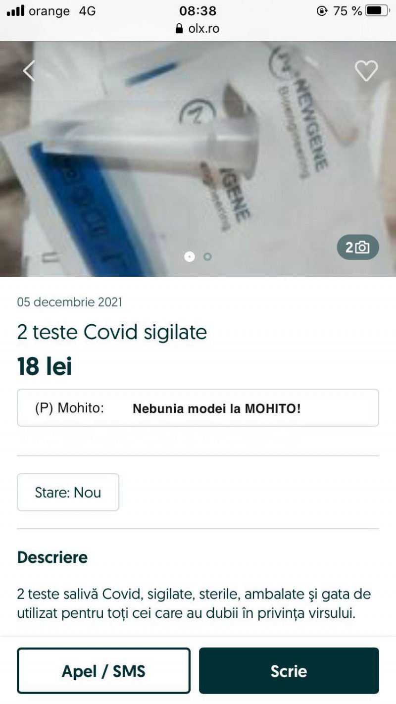 Au apărut de vânzare pe internet kituri de teste din salivă asemănătoare cu cele date de școli