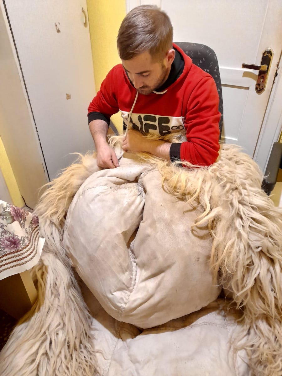 La 21 de ani, un sibian confecționează cojoace alături de tatăl său. „S-a dus vorba în toată țara că facem treabă bună”