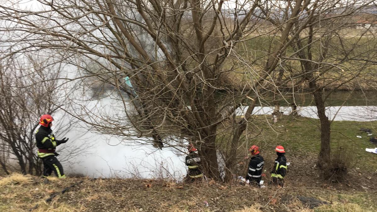 Incendiu izbucnit la un copac de pe malul Cibinului