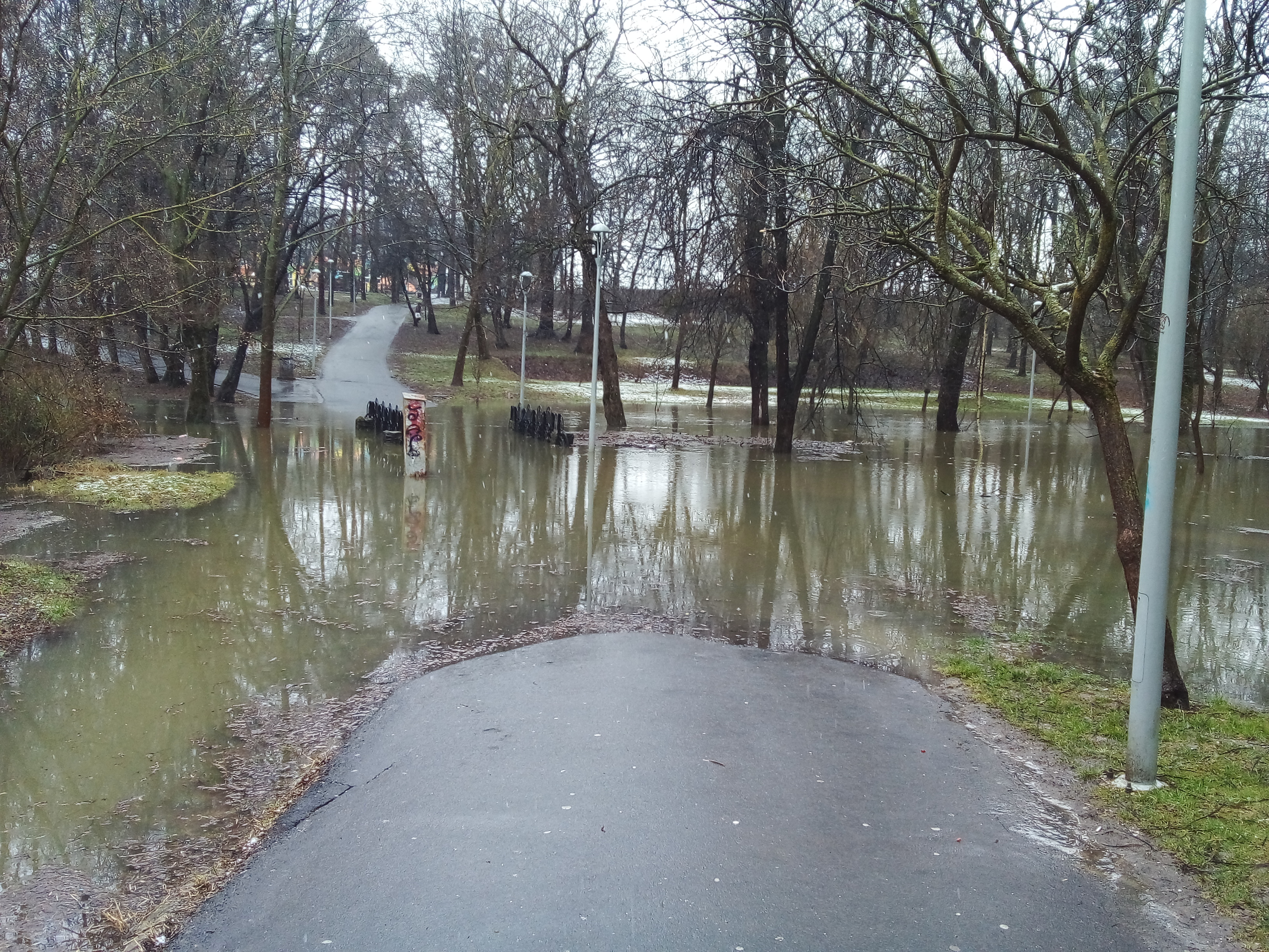 FOTO - Inundație în Parcul Sub Arini. Când a curățat ultima oară primăria pârâul Trinkbach?