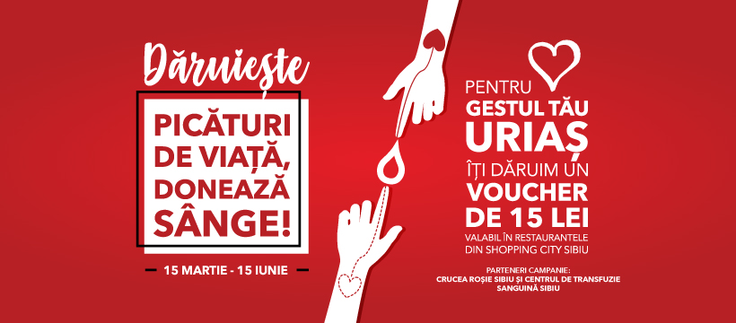 Shopping City Sibiu face un apel la sibieni să salveze vieți, prin campania „Dăruiește picături de viață, donează sânge!”