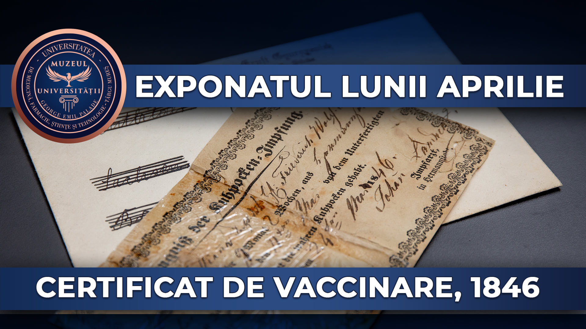 Certificat de vaccinare împotriva variolei eliberat la Sibiu în anul 1846, expus la Târgu Mureş