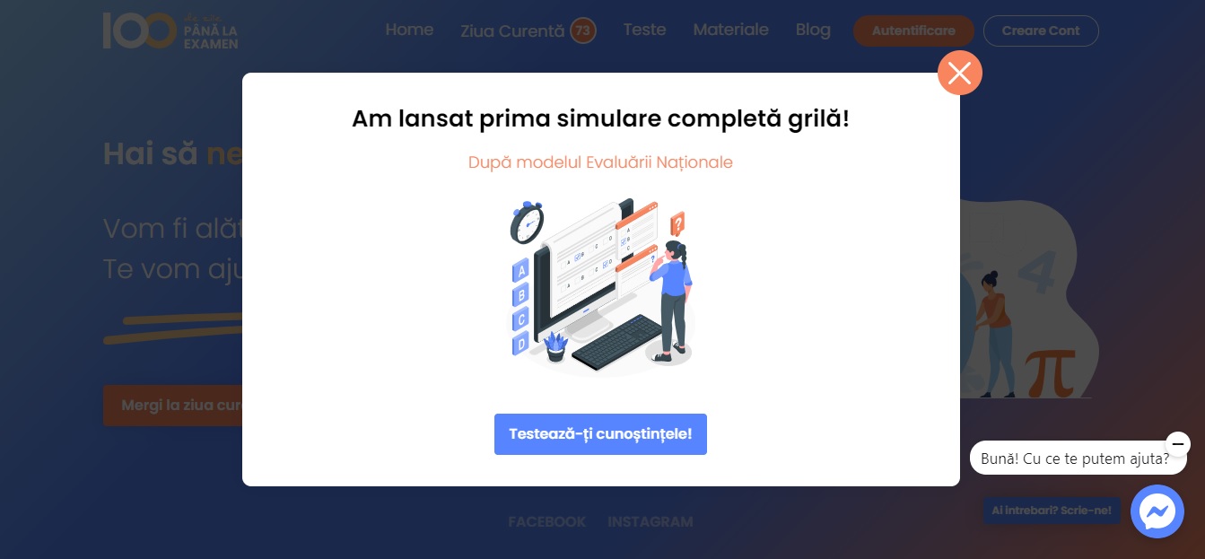 „100 de zile până la examen” - Platforma gratuită pentru pregătirea elevilor de clasa a VIII-a