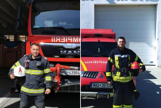Eroi în timpul liber. Doi pompieri militari sibieni, aflați în afara programului de lucru, au intervenit în două situații de urgență