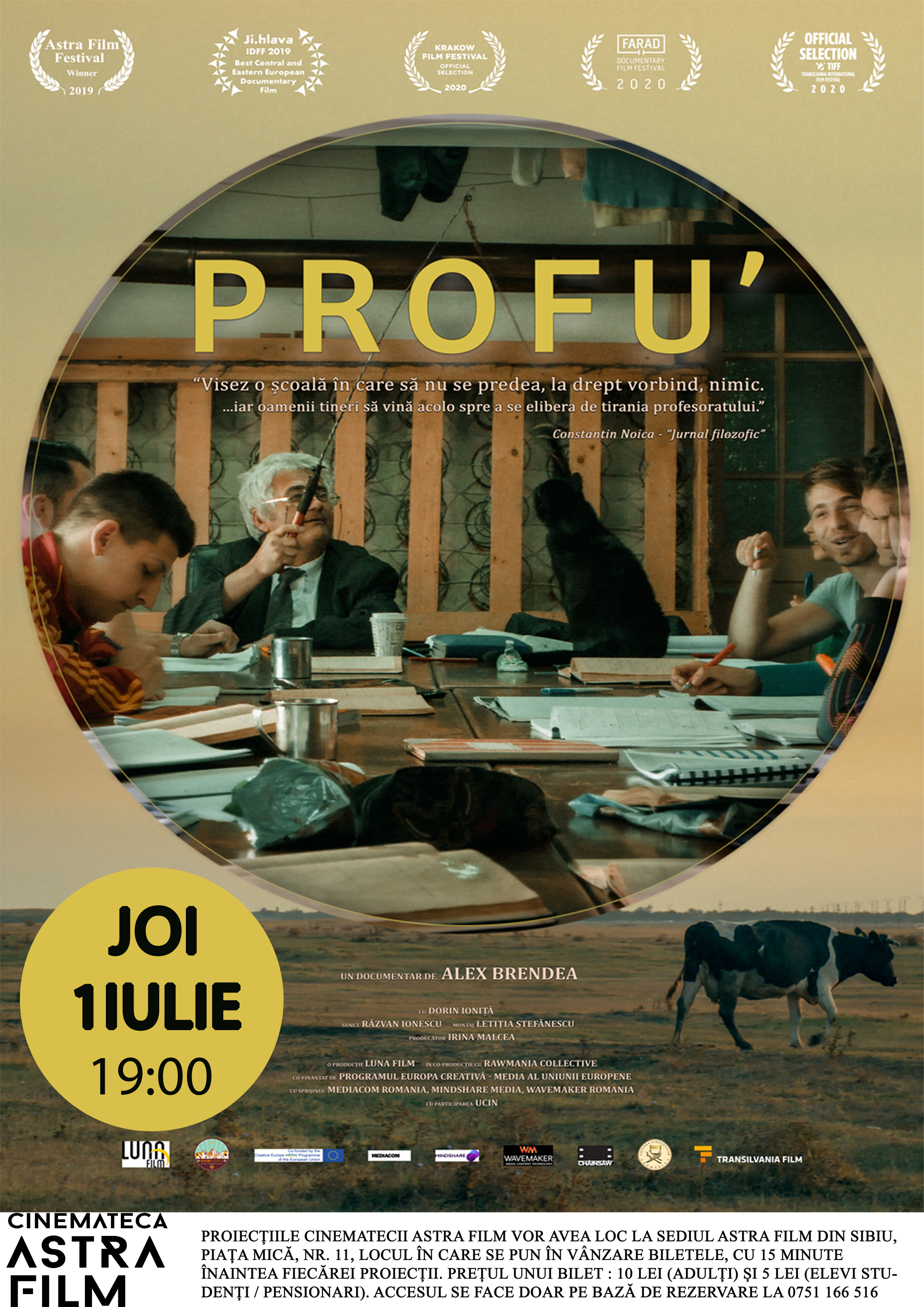 Documentarul Profu’ rulează în această seară la Cinemateca Astra Film