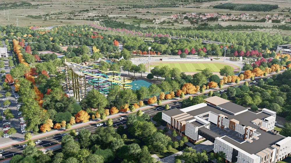 FOTO Primăria a lansat simulările aqua park-ului, varianta de lângă Cibin. ”Vom începe dezbaterile publice”