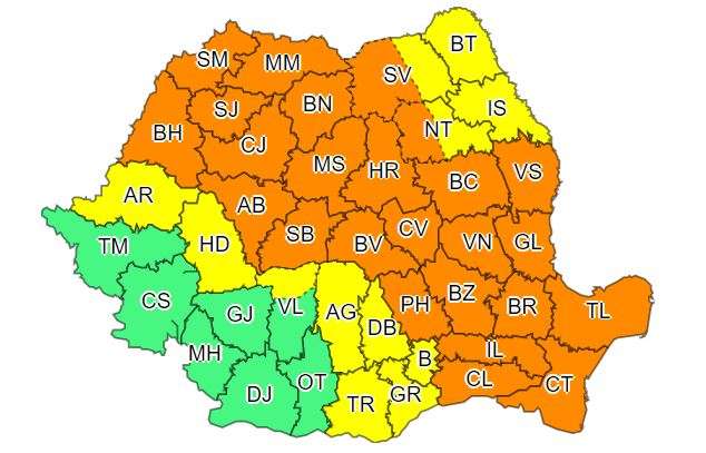 Meteorologii au prelungit avertizarea de ploi abundente și vijelii pentru Sibiu