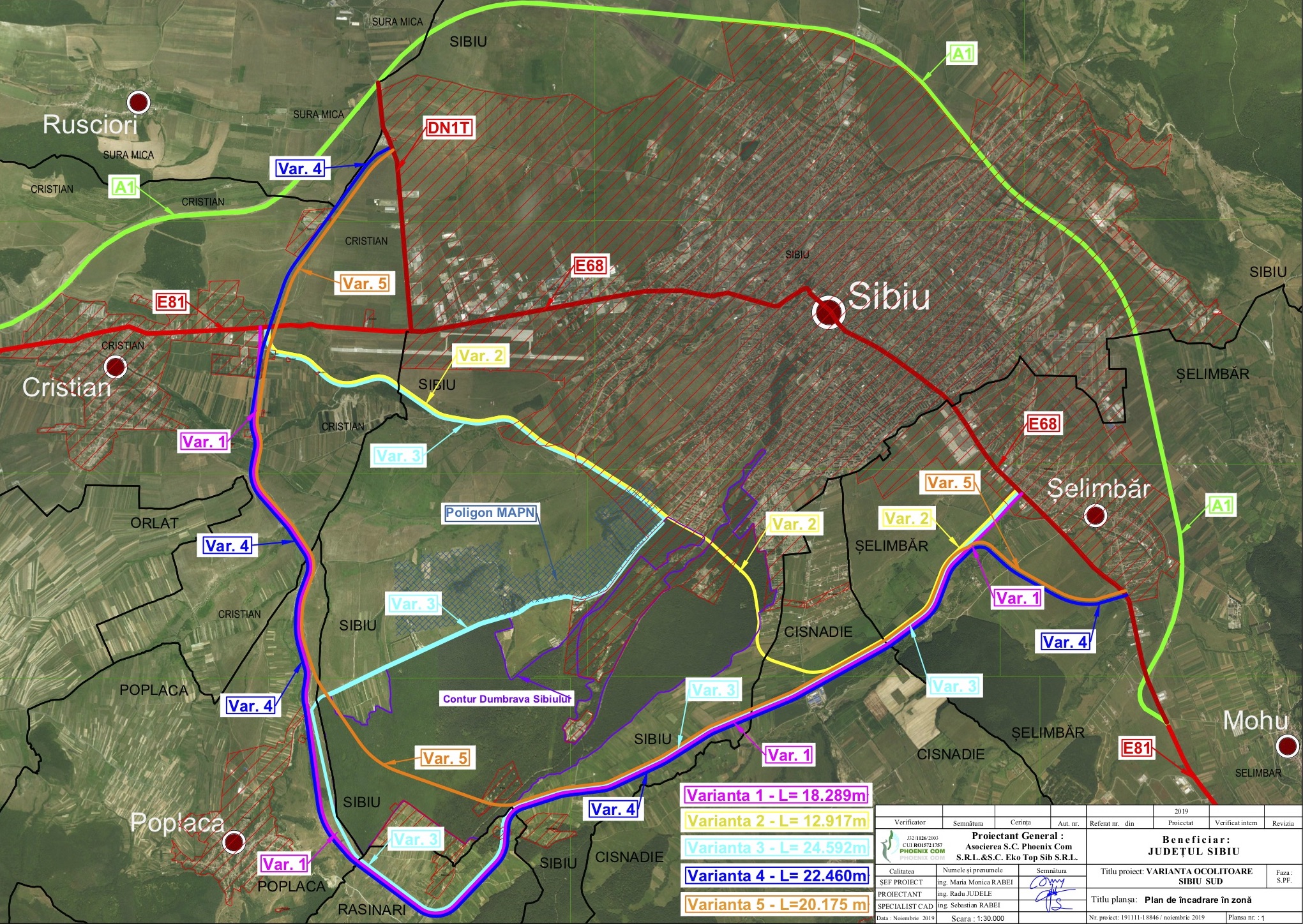 S-a semnat contractul pentru studiul de fezabilitate al Variantei Ocolitoare Sibiu Sud. Termenul de finalizare este începutul anului 2022
