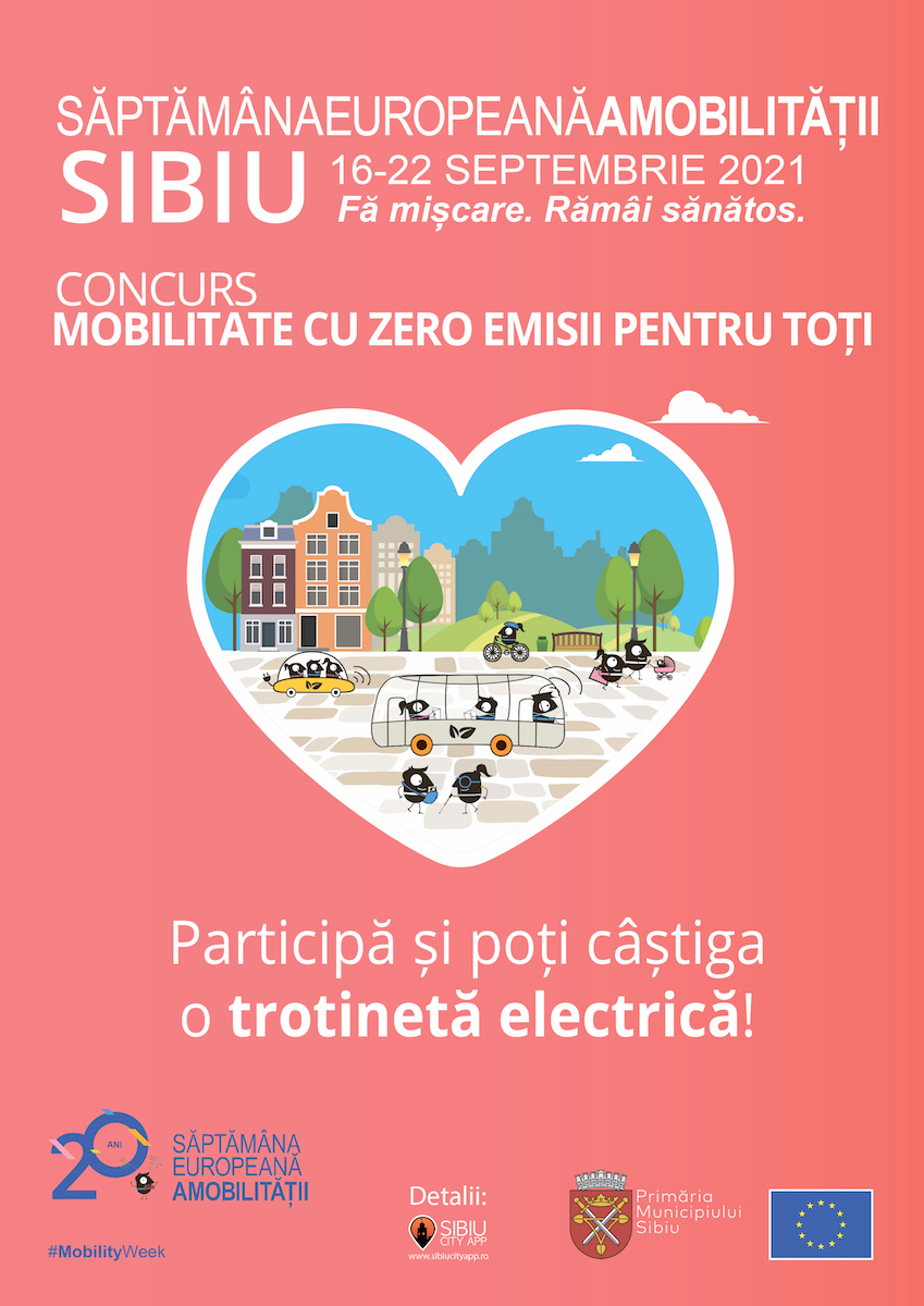 Săptămâna Europeană a Mobilității în Sibiu:  Astăzi începe concursul pentru cei mari, cu premii în trotinete electrice