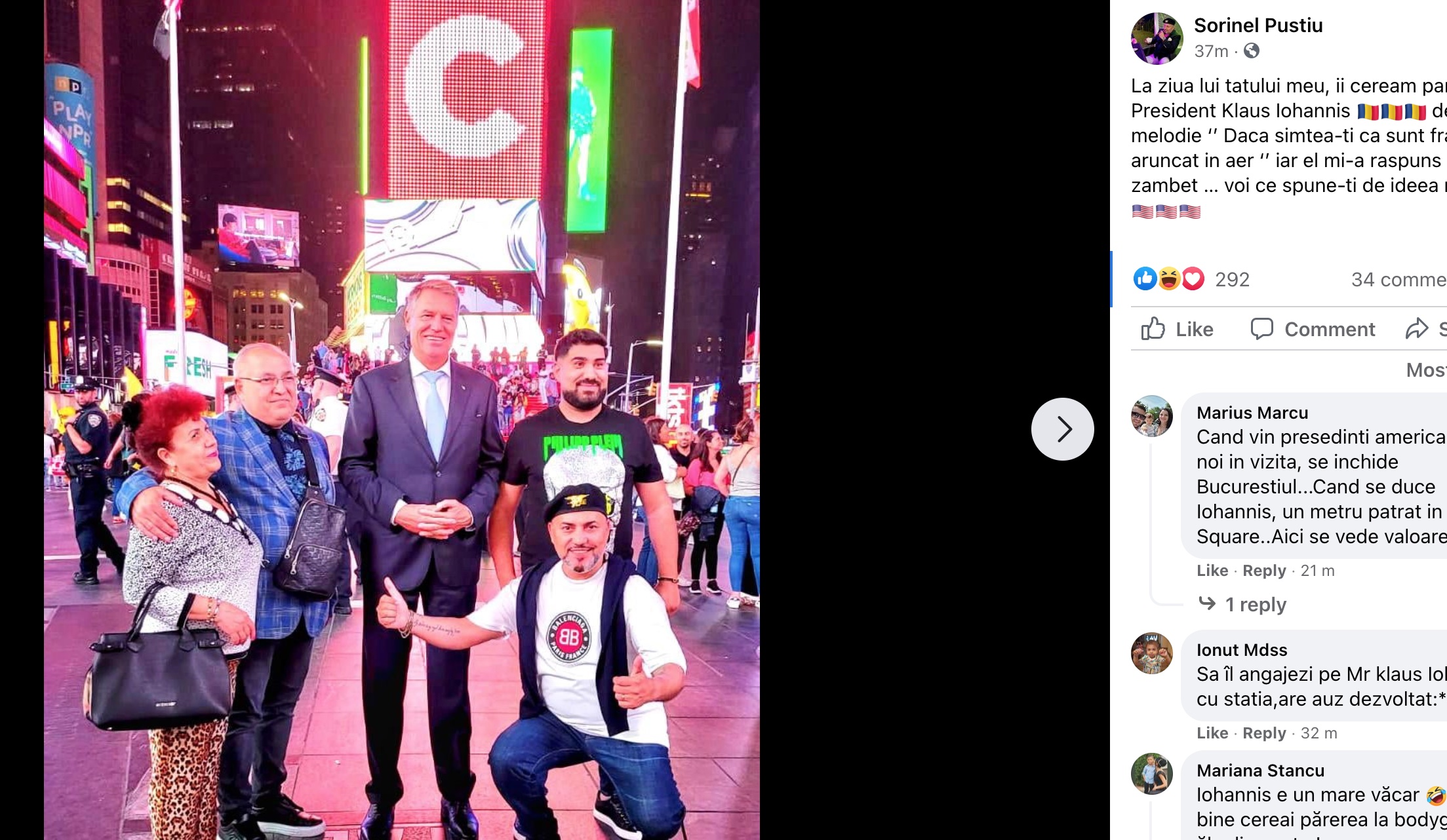 Iohannis, fotografii alături de manelistul Sorinel Puștiu, în New York