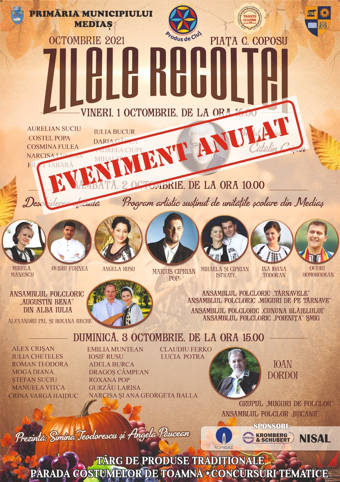 Incidența ridicată începe să anuleze evenimente. „Zilele Recoltei” de la Mediaș nu mai au loc în acest weekend