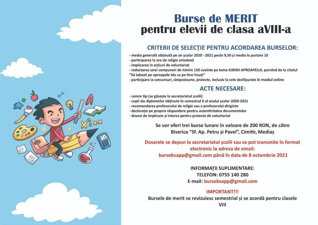 Se depun dosarele pentru opt burse de merit oferite de o biserică elevilor de liceu și clasa a VIII-a din Mediaș