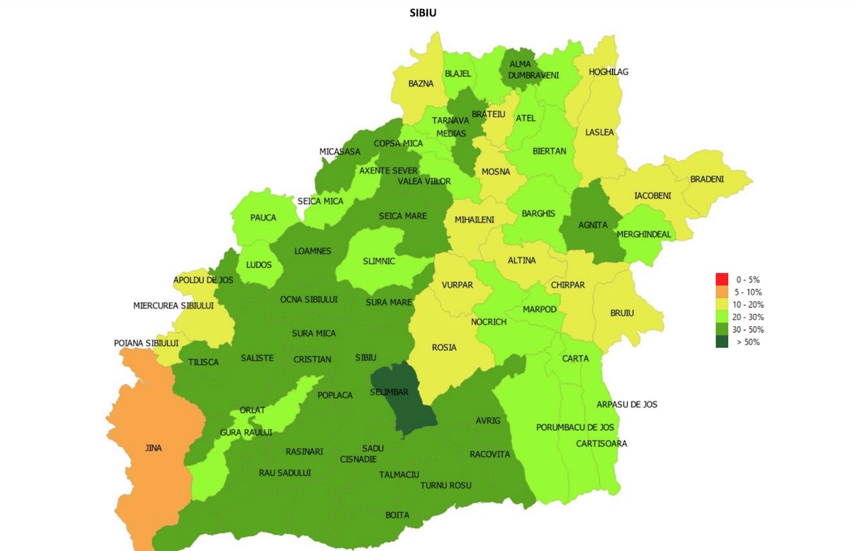 Șelimbăr se distanțează de municipiul Sibiu. Clasamentul vaccinării în județ