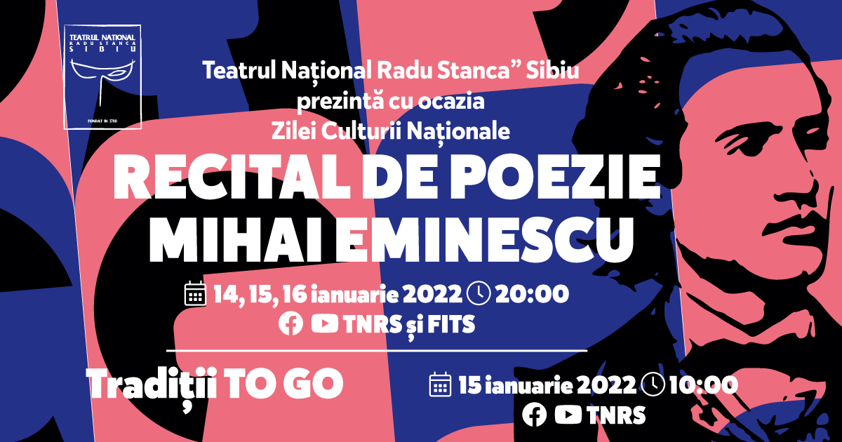 Ziua Culturii Naționale, sărbătorită de Teatrul Național Radu Stanca cu recitaluri din opera poetului Mihai Eminescu