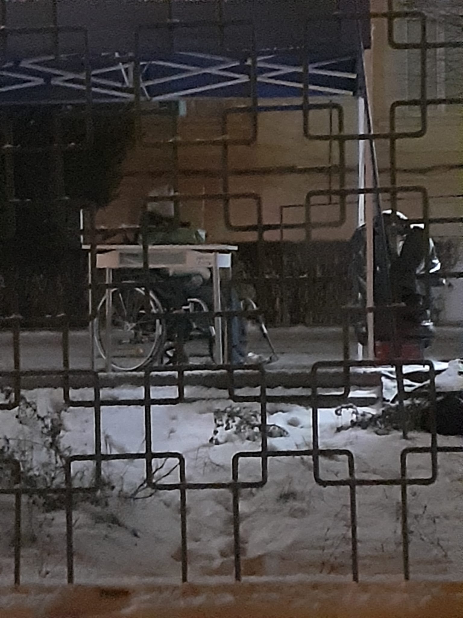 Pacientă în cărucior rulant, fotografiată așteptând în zăpadă. „Nu a așteptat decât câteva minute”