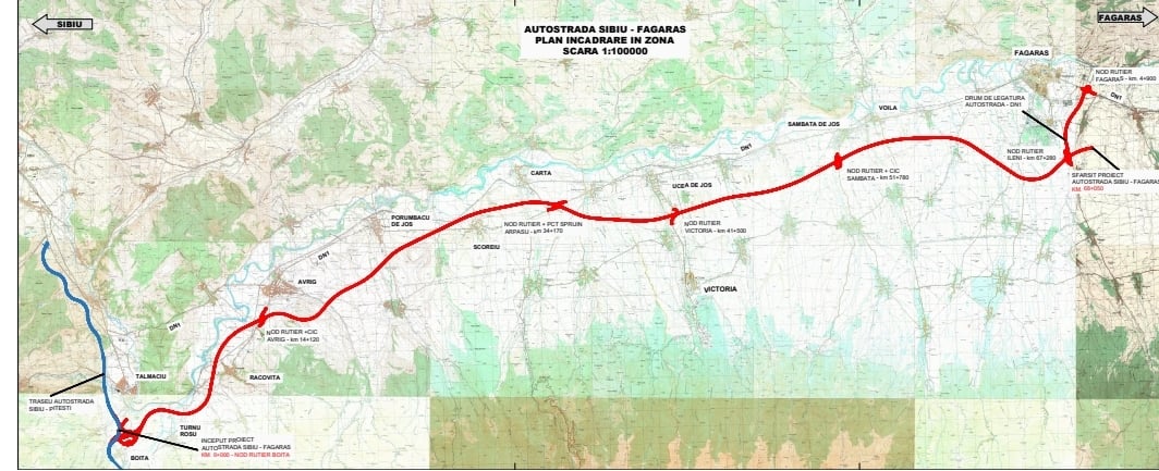 Autostrada Sibiu - Făgăraș, aprobată de comitetul interministerial. Traseul de 68 km este împărțit în patru tronsoane
