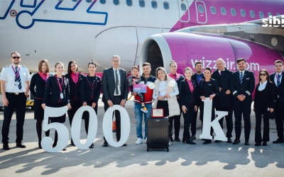 Aeroportul Sibiu a înregistrat astăzi pasagerul cu numărul 500.000
