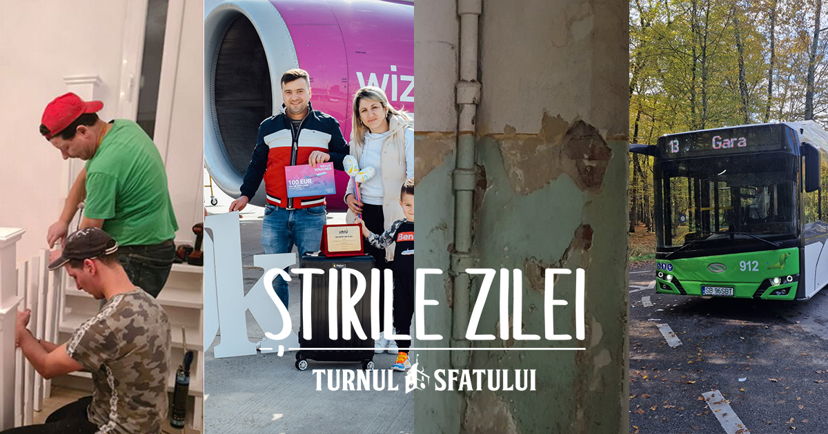 Știrile zilei - 14 octombrie. De luni circulă autobuzele electrice, vechea primărie intră în renovare, pasagerul 500.000 pe Aeroportul Sibiu a aterizat astăzi