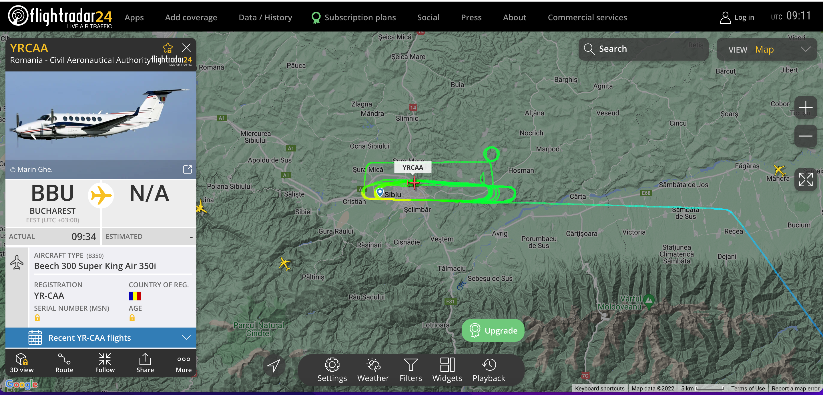 Un avion se rotește deasupra Sibiului de câteva ore. Reprezentanții aeroportului: „Este un zbor tehnic”