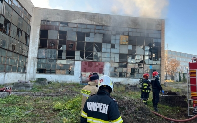 FOTO Cauza incendiului dintr-o hală dezafectată de la Independența. Au ars cauciucuri și deșeuri de plastic
