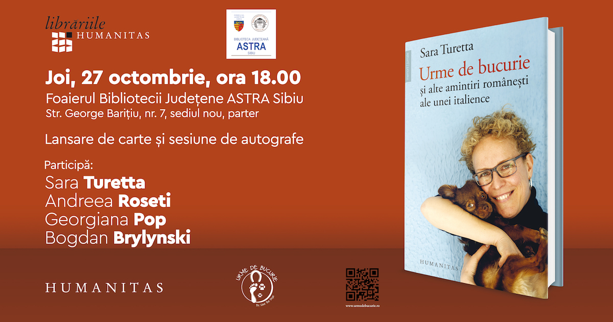 Sara Turetta lansează o carte pentru iubitorii de animale, la Biblioteca Astra. „Luptele pentru o Românie mai dreaptă și mai echilibrată sunt și ale mele”