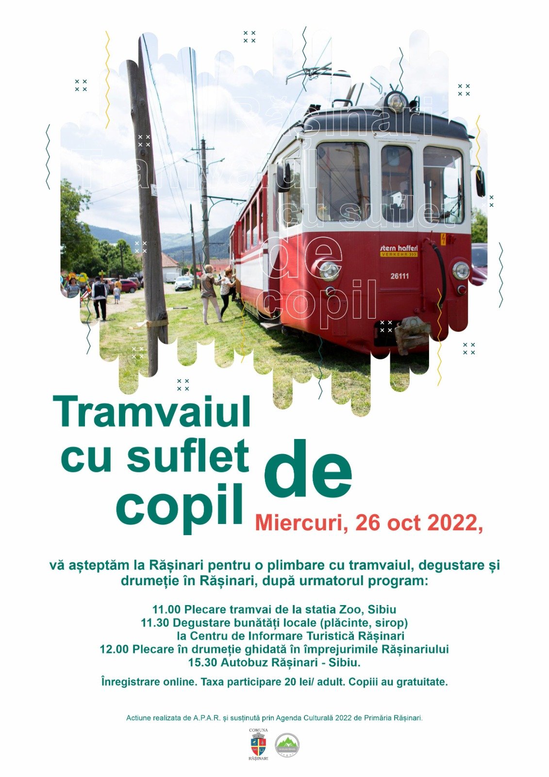 Surprize de toamnă la Rășinari: Tramvaiul cu suflet de copil pleacă mâine în călătorie