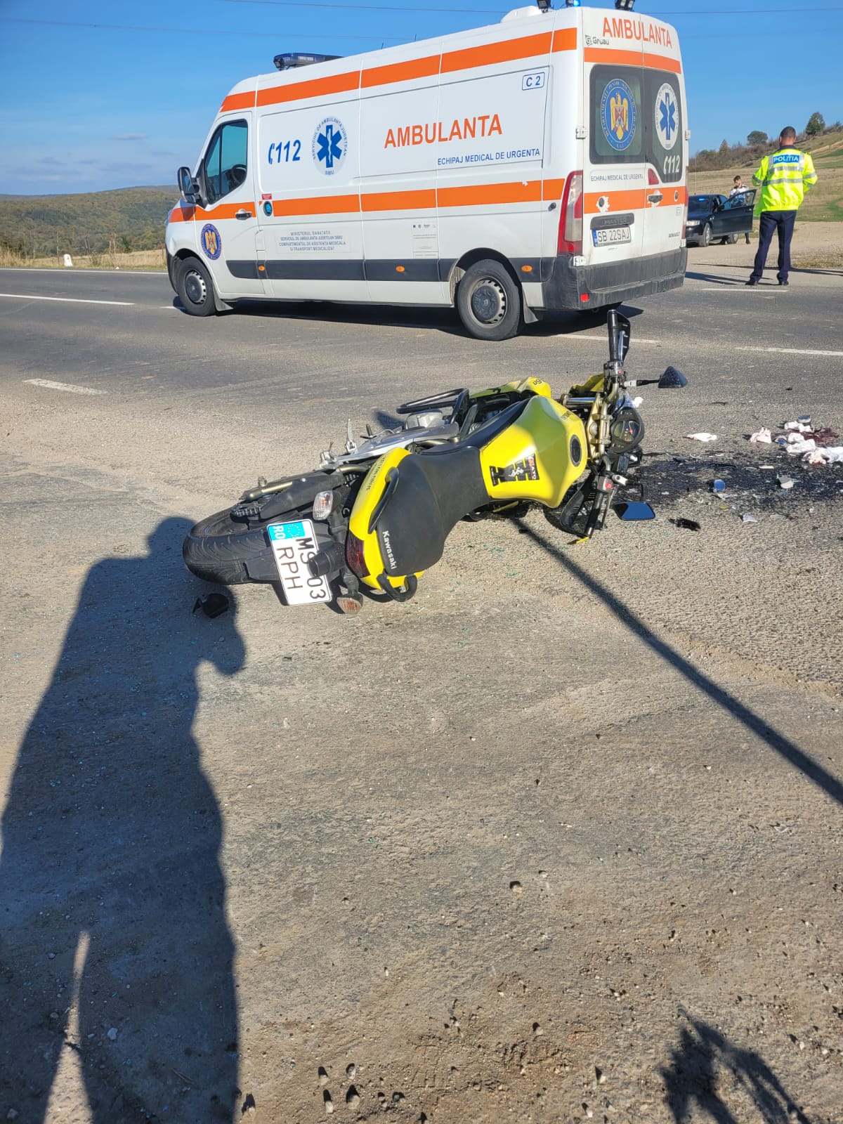 Accident lângă Șura Mare: coliziune între o mașină și un motociclist