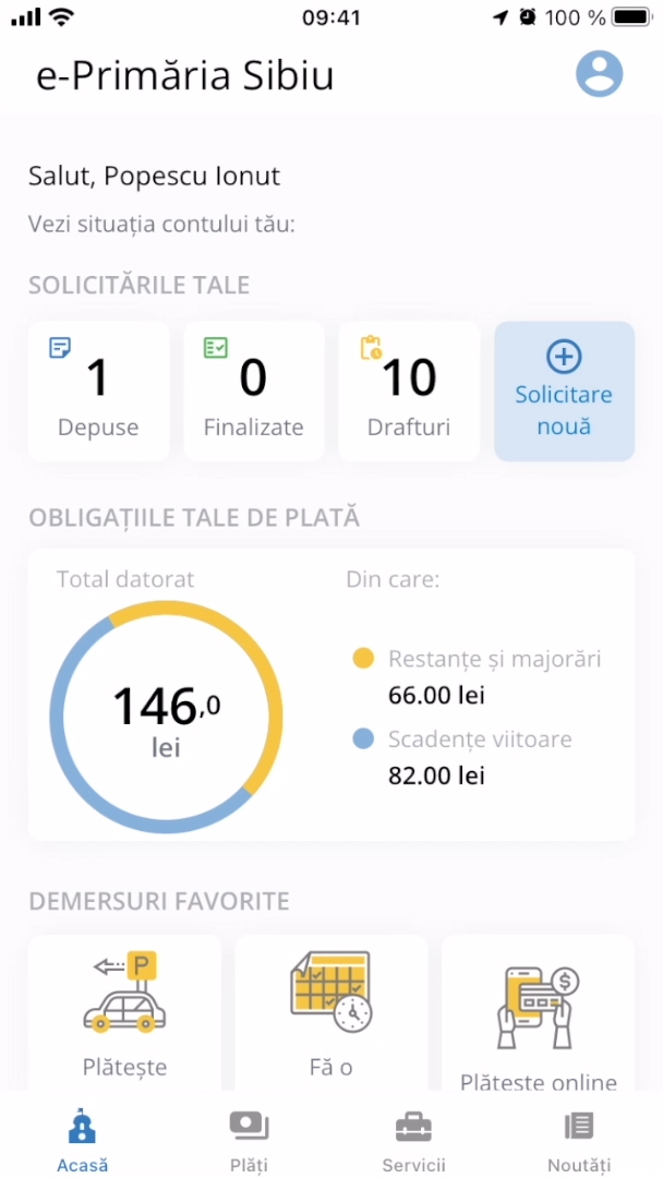 Aplicația mobilă e-Primăria Sibiu este disponibilă gratuit în Google Play și App Store: se pot face plăti, depunere de solicitări și programări
