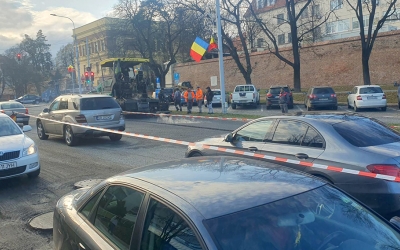 Au început problemele pe Coposu. Trei zile cu restricții de trafic în centrul Sibiului