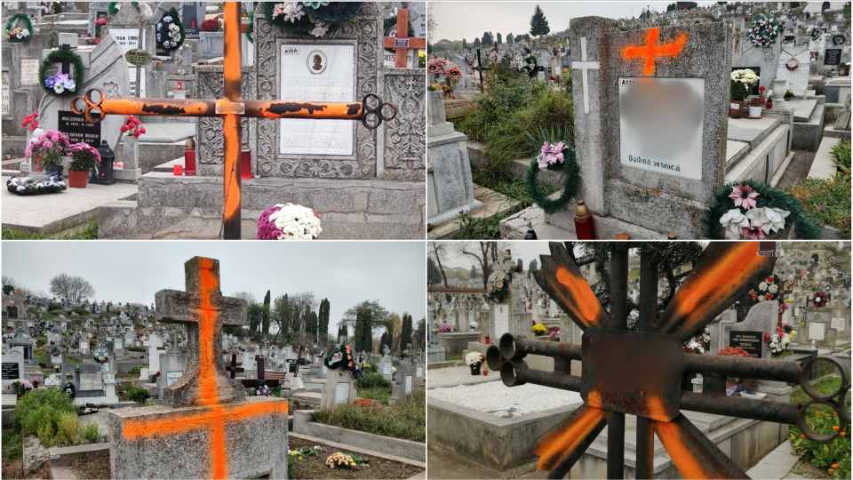 Administratorul celui mai mare cimitir din Alba Iulia a însemnat cu vopsea portocalie mormintele neplătite. Dosar penal pentru profanare de morminte