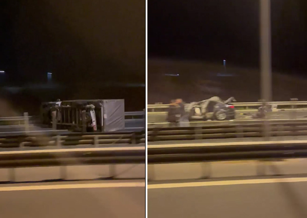 Accident pe autostrada A1, la Săliște: Un șofer nu a păstrat distanța de siguranță și a intrat într-o autoutilitară. O mamă și cei doi copii, la spital