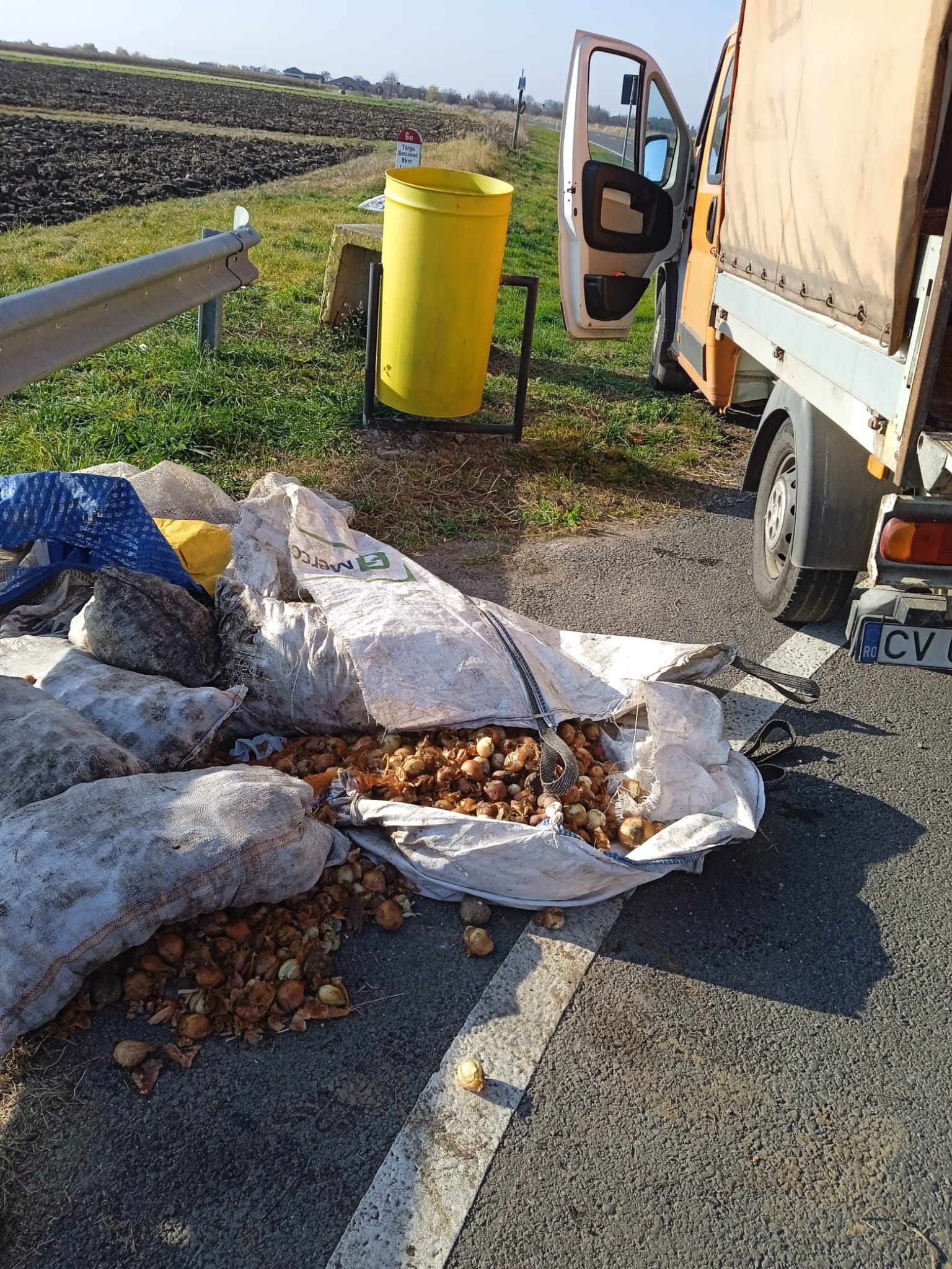 „Ce mai adunăm de pe marginea drumului”. Saci cu legume stricate aruncați în parcările din Covasna