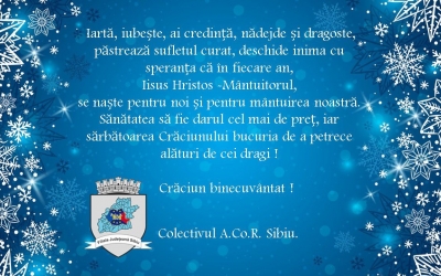 Mesajul de Crăciun din partea Filialei Județene Sibiu a ACoR