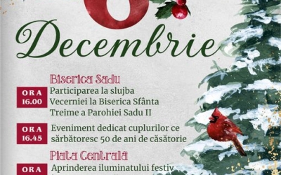 Primăria Sadu dă startul sărbătorilor de iarnă: se aprinde iluminatul festiv, vine Moș Nicolae și se alege Ceata Junilor