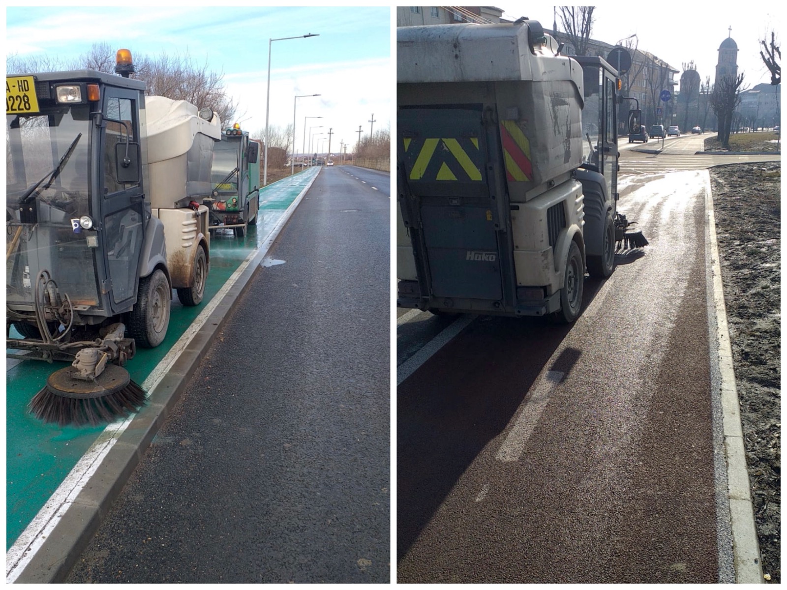 Primăria a început curățarea pistelor de biciclete de noroi