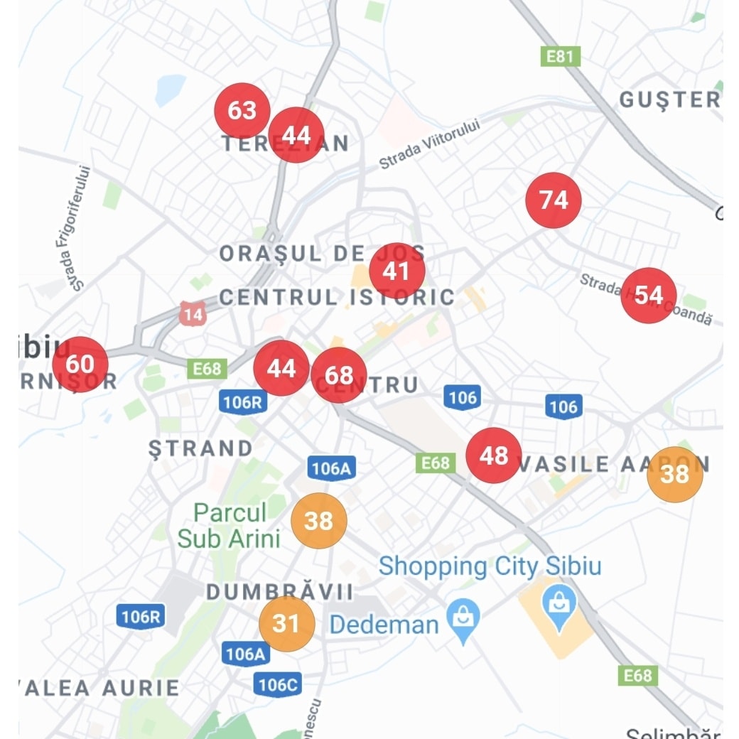 Nivel foarte ridicat al poluării în Sibiu. Cauzele: „praful, materialul antiderapant și coșurile de fum”