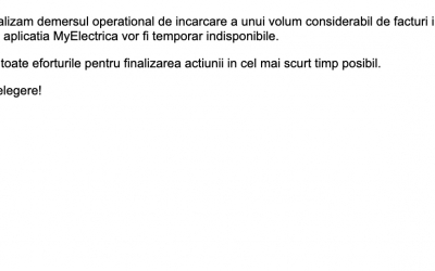 Platforma MyElectrica nu funcționează din cauza ”volumului considerabil de facturi in format electronic”