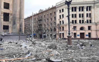 FOTO VIDEO Cum arată piața centrală din Harkov după bombardamenul de azi dimineață