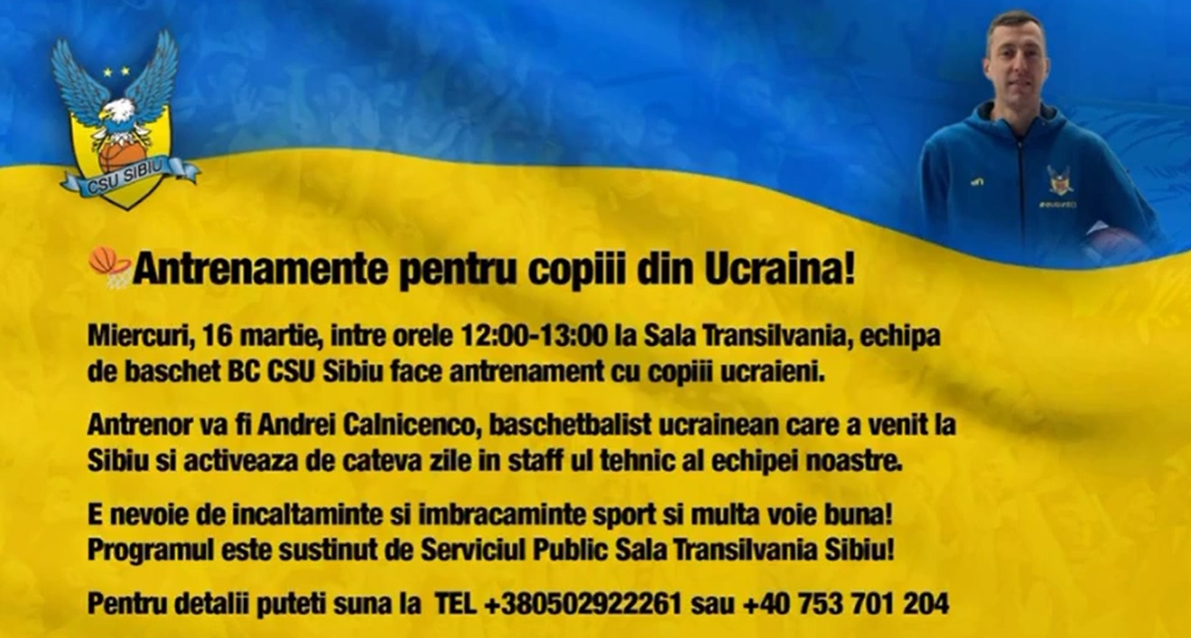 BC CSU Sibiu organizează antrenamente pentru copiii din Ucraina