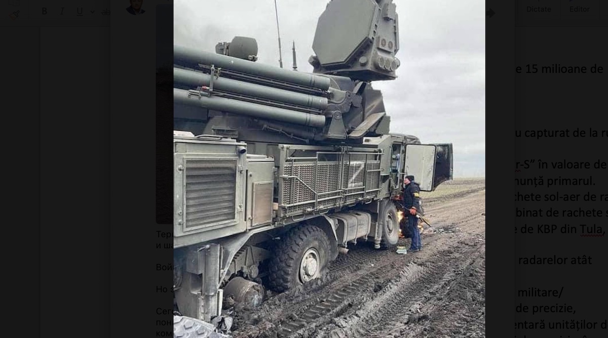 Locuitorii dintr-o comună din Ucraina anunță că au capturat și ars un sistem „Pantsir-S”, de 15 milioane de dolari