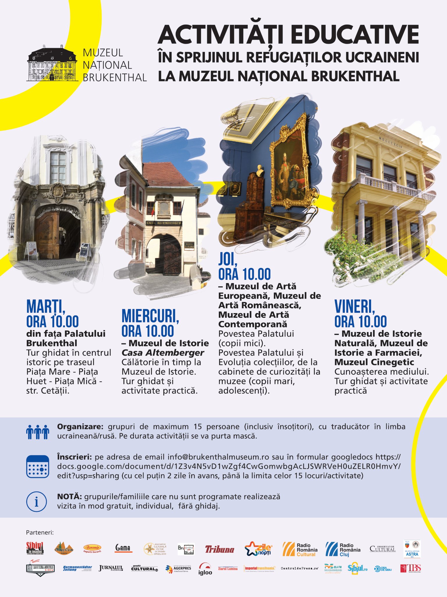 Tururi ghidate și activități educative gratuite pentru refugiați, organizate de Muzeul Național Brukenthal
