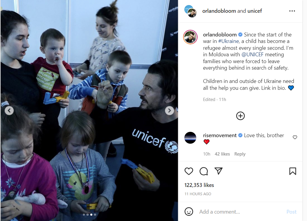 Actorul Orlando Bloom este în Moldova pentru a sprijini copiii refugiați din Ucraina