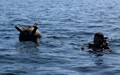Actualizare foto. Mina marină observată în largul Mării Negre a fost distrusă