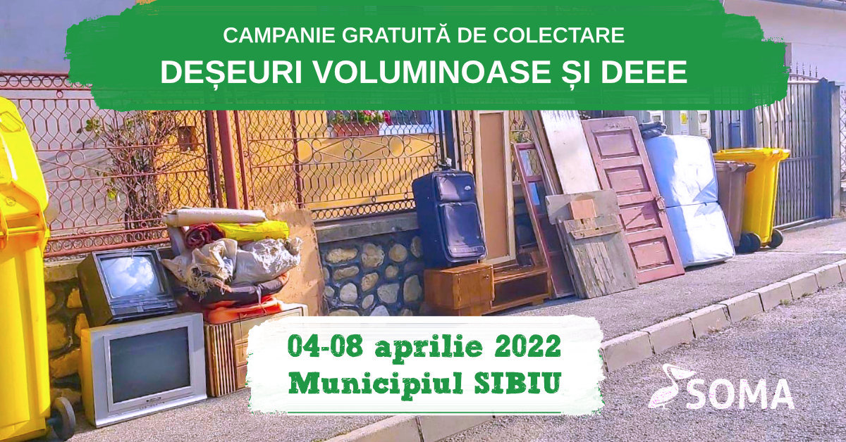 Aprilie 2022: Soma organizează campanie de colectare a deșeurilor voluminoase, inclusiv a celor electrice și electronice