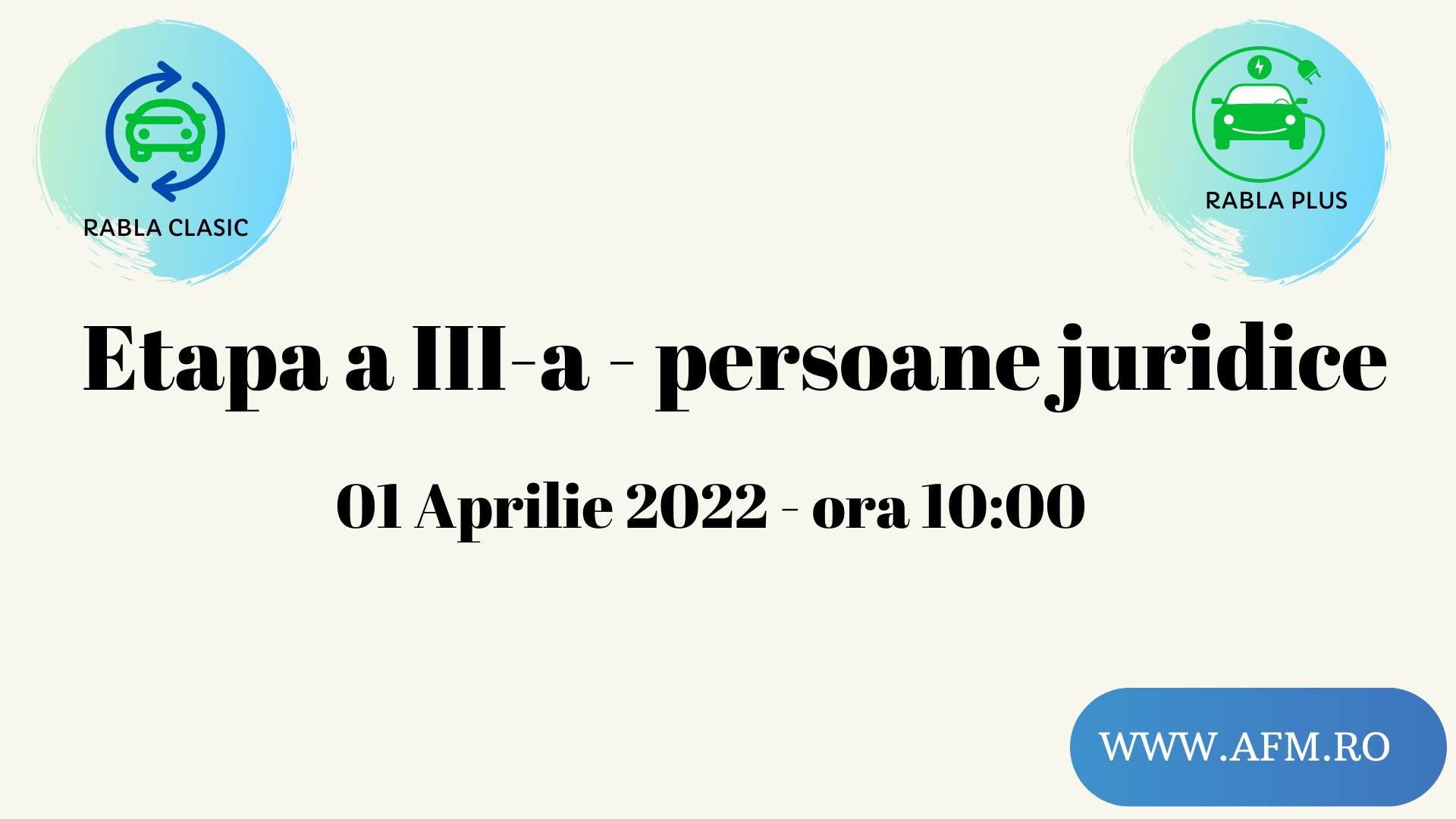 A treia sesiune de înscriere pentru Rabla Clasic şi Rabla Plus-persoane juridice, din 1 aprilie