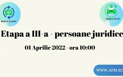A treia sesiune de înscriere pentru Rabla Clasic şi Rabla Plus-persoane juridice, din 1 aprilie