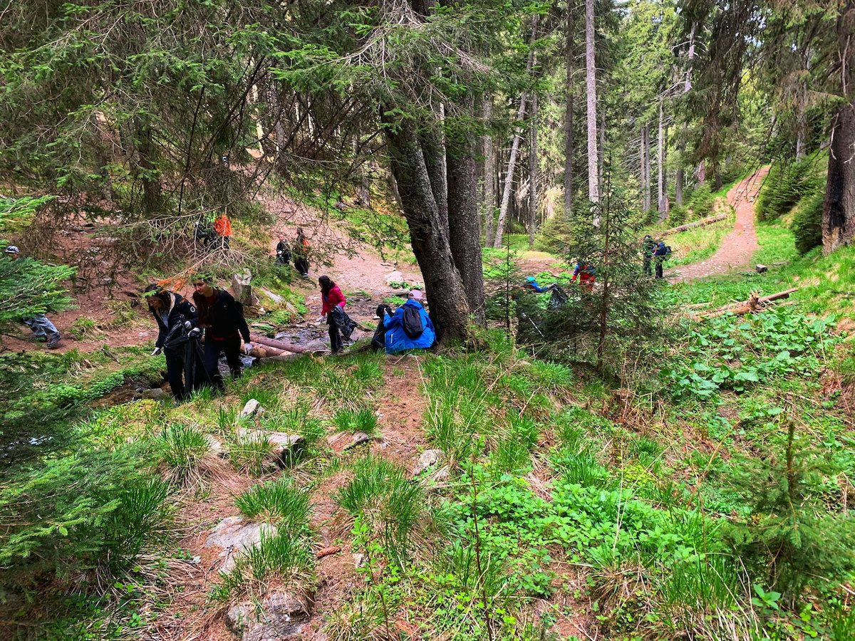 FOTO Acțiune de ecologizare în Păltiniș și pe traseele turistice din zonă – s-a strâns o tonă de gunoaie