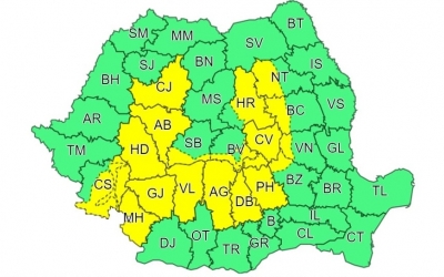 Cod galben în centrul țării: averse torențiale și vijelii. Este prins și sud-vestul județului Sibiu